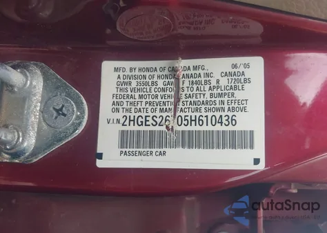 2005 Honda Civic Ex из США, поврежденный, VIN 2HGES26705H610436